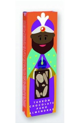 Turrón Chocolate Puro Almendras La Colmena - Minitablet Rey Baltasar - 50 gr