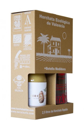 Horchata concentrada Terra i Xufa Pack 500 ml + Botella medidora – D.O. Chufa de Valencia